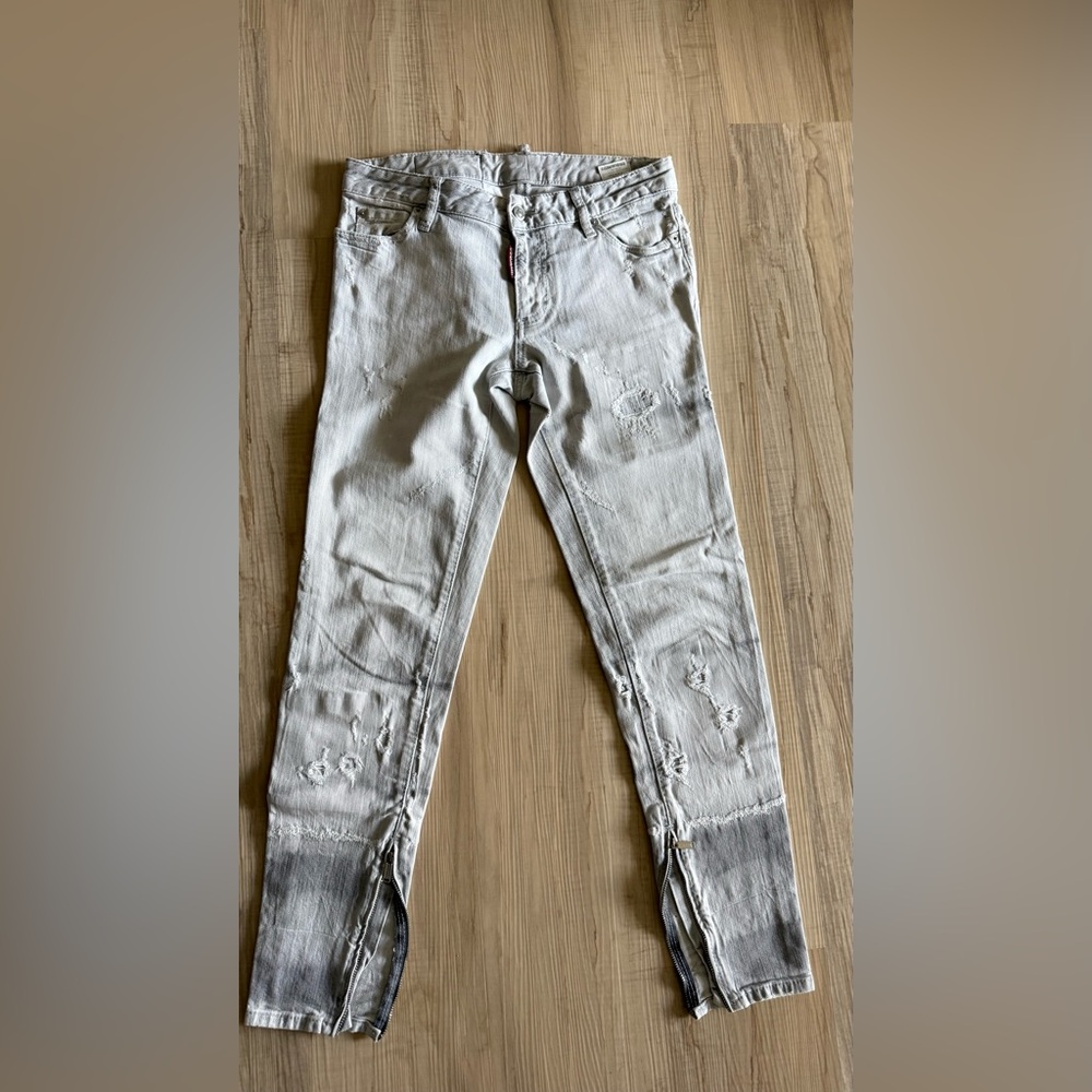 DSQUARED2 Distressed Grey Fade Jeans
